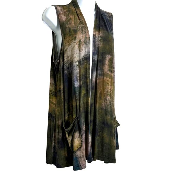 Parsley & Sage Women's Boho Vest Size Small Tie Dye Art to Wear Stretch Hippie - Picture 3 of 7